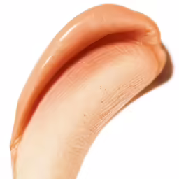 there is an open lip on a white surface