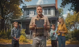 a group of people standing on the side of a road