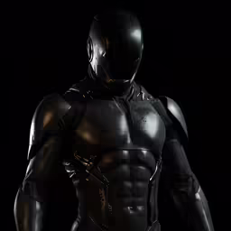 the armor of a man in a black leather outfit