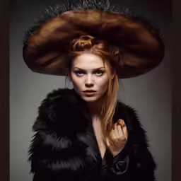 a lady that is wearing some very long fur