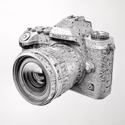 a black and white photo of a camera