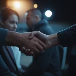 people shaking hands over the top of a piece of paper
