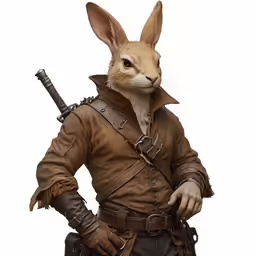 a rabbit dressed in leather standing up
