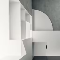 the door is standing in an empty room