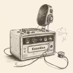 an old radio with headphones attached