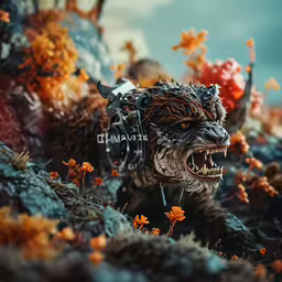 some creature with orange and black colors