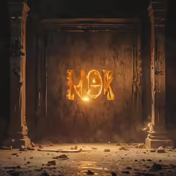 the word koke glowing on a piece of furniture