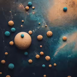 balls and other objects that are on a table