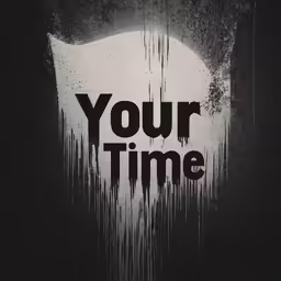 a black and white picture with a large bloody text underneath