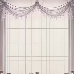 a window with curtains that look like curtains with beads