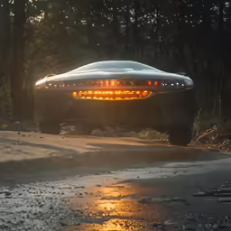 a car with its brake lights on driving in the rain