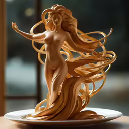 a small sculpture of a naked woman made from wood