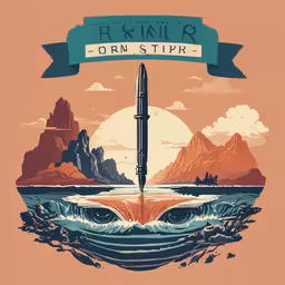 an image of a pen going through the ocean,a poster featuring an ocean scene and a pen