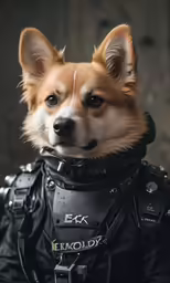 a dog with some kind of harness on