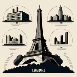 the different types of landmarks and their respective city,the eiffel tower in paris, france