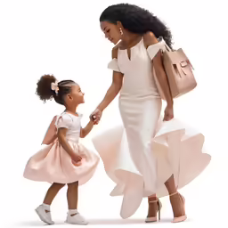 a mother and daughter holding hands while walking together