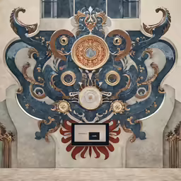the clock is on the wall near the doorway