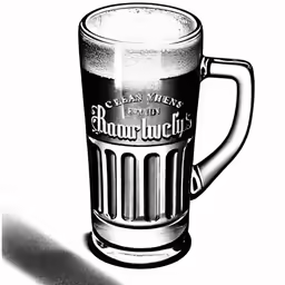 a drawing of a mug with a lot of beer in it
