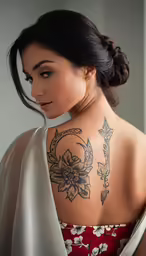 woman with intricate tattoos on her back