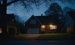 the house has a front door at night
