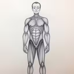 a man has muscles drawn on a paper,an image of a man showing the lower body muscles