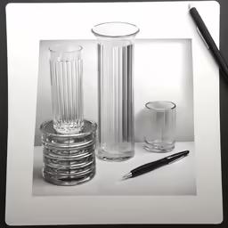 two tall and one small vase sitting next to each other