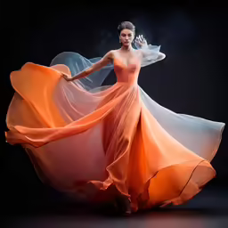 a woman is dancing with her dress on