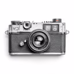 a silver camera with a clock displayed on the back