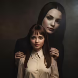 a man and woman posing for a portrait together