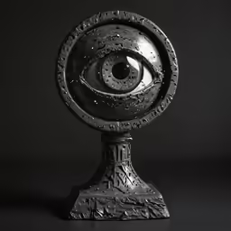 the sculpture is shown in silver and is made of metal