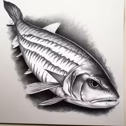 a drawing of a fish on the wall