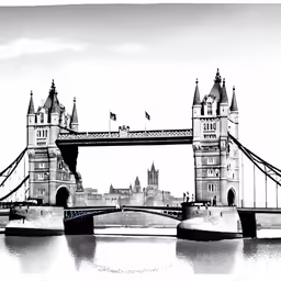 the london bridge on an overcast day with a blue sky