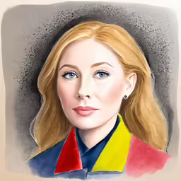 a drawing of a woman with long blond hair