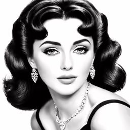 a woman with dark hair and big earrings