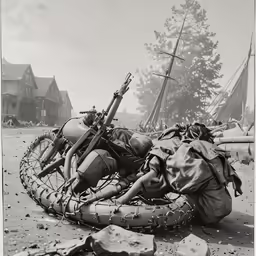 a vintage photo of a bunch of junk