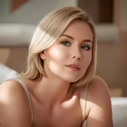a woman laying in a bed with her hands on her hip