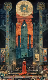 the illustration of a person on stairs