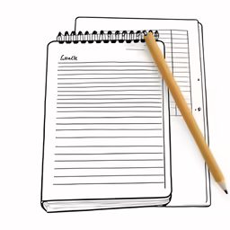 a notebook with lined paper and pen on the side