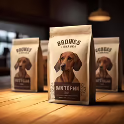 three bags of dog food on the table