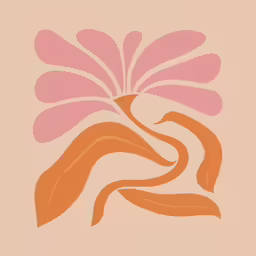 a graphic style of pink and orange flowers