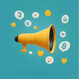 a yellow megaphone sitting on top of a blue background