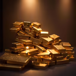 a pile of gold bars is seen in this image