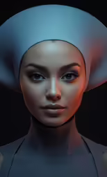the head of a woman wearing a hat