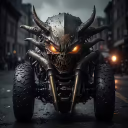 an artistic shot of the front and rear wheels of an all terrain vehicle