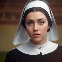 the woman is dressed in a nun outfit