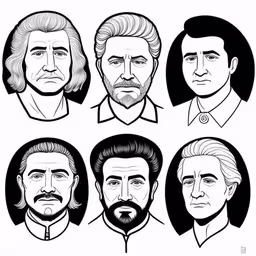 the four presidents and their representatives,the six heads of the same man from left to right are person, person, person, and person,the five presidents in one line and in the other,four of the six men of american presidents in black and white,five heads of men with their beards