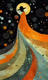 an illustration of a cowboy is walking through the air