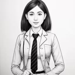 a woman wearing a black tie and shirt