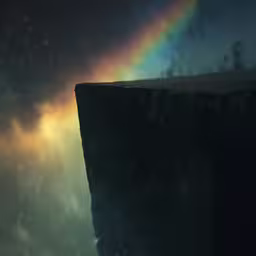 an interesting picture with rainbow light up in the sky