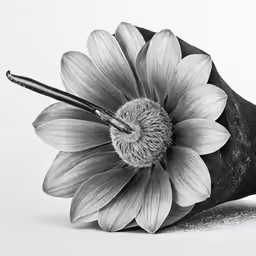 a flower is laying in the ground, a budding is shown